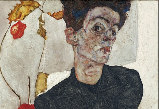 Egon Schiele self portrait, greatest of expressionism
