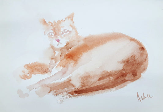 The Orange cat - watercolors on paper Success