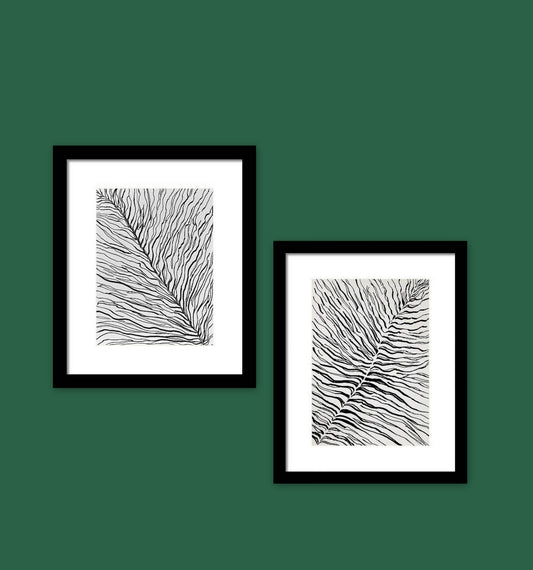 Contemporary Art Stripes on paper, a diptych in virtual frames