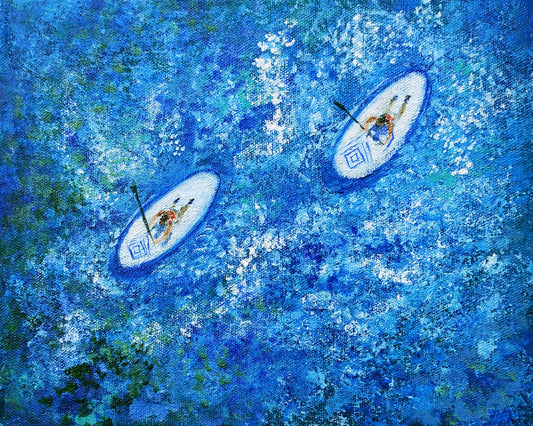 Surf sur la mer d’été, art mural de peinture sur toile