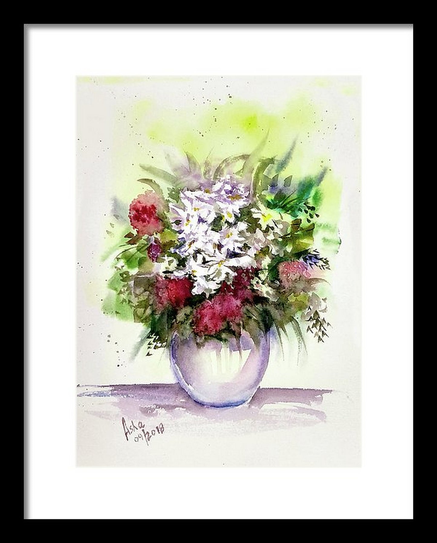 Virtual frame view, Vase of Summer Wild flowers, Bright painterly wall décor