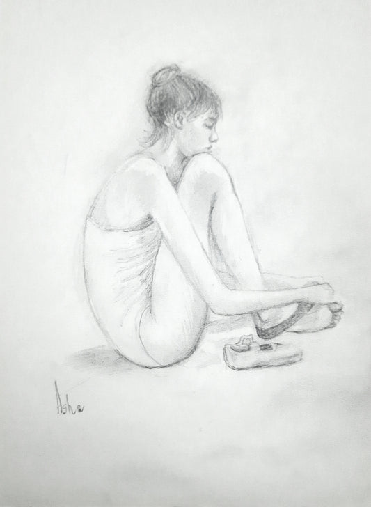 Ballerina 17 Pencil sketch, Inspired by Edgar Degas