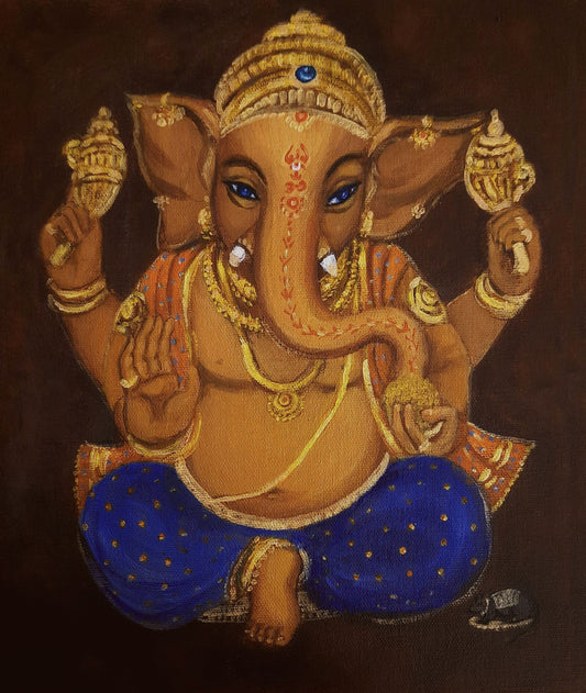 Seigneur Ganesha aux yeux bleus, jolie décoration murale indienne