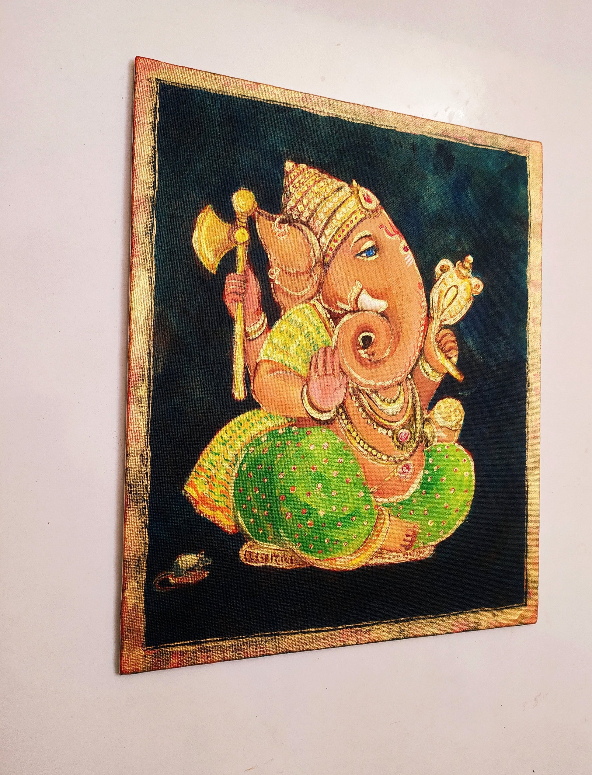 Cute Ganesha painting on canvas board