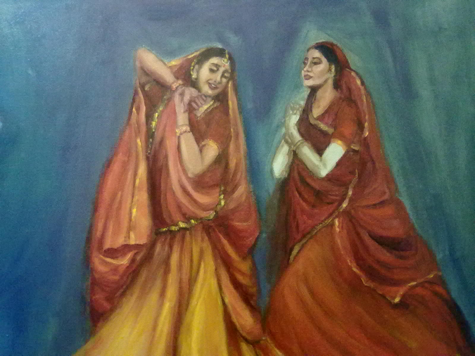 WIP Krishna, Radha and Gopis Kathak dancers 