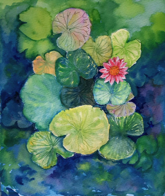 Lotus Pond watercolor painting