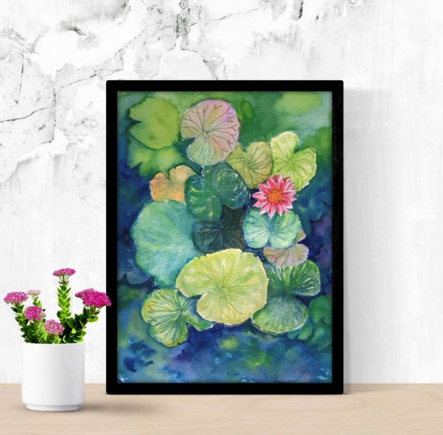 Peinture à l’aquarelle d’étang de lotus