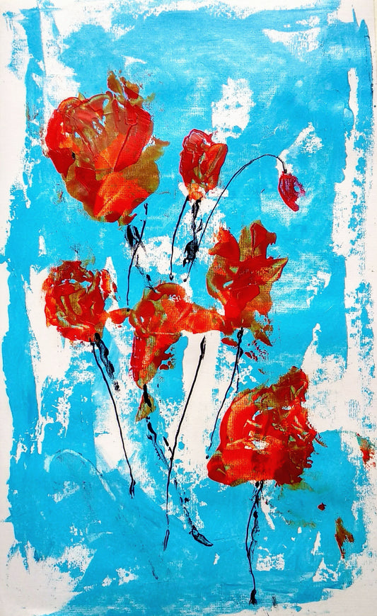 Red roses Abstract painting