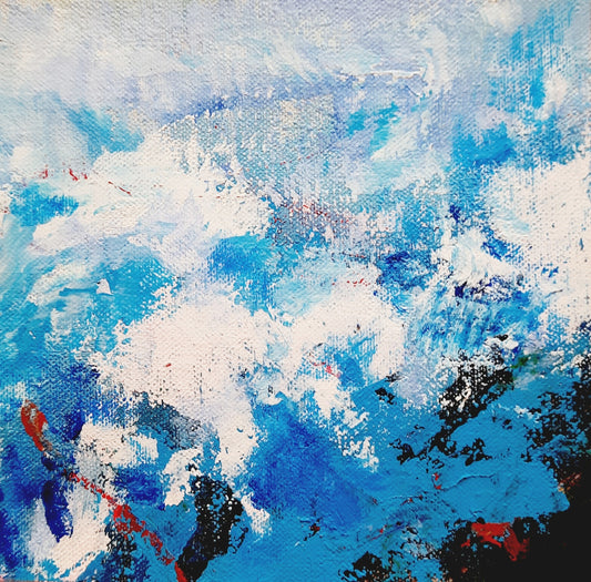 Mar de verano azul Pintura abstracta sobre lienzo, Arte mural contemporáneo