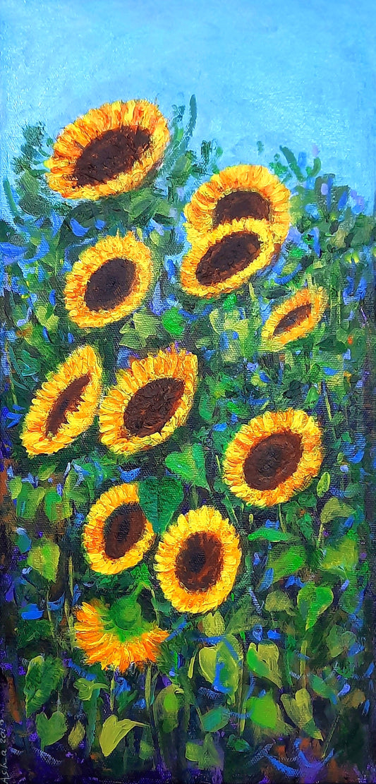 Garden Sunflowers, vibrant floral art for the living room and office walls