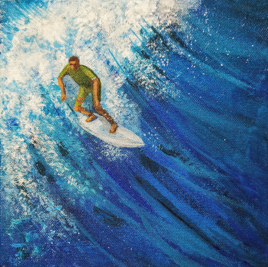 surfer riding the ocean waves full frontal view