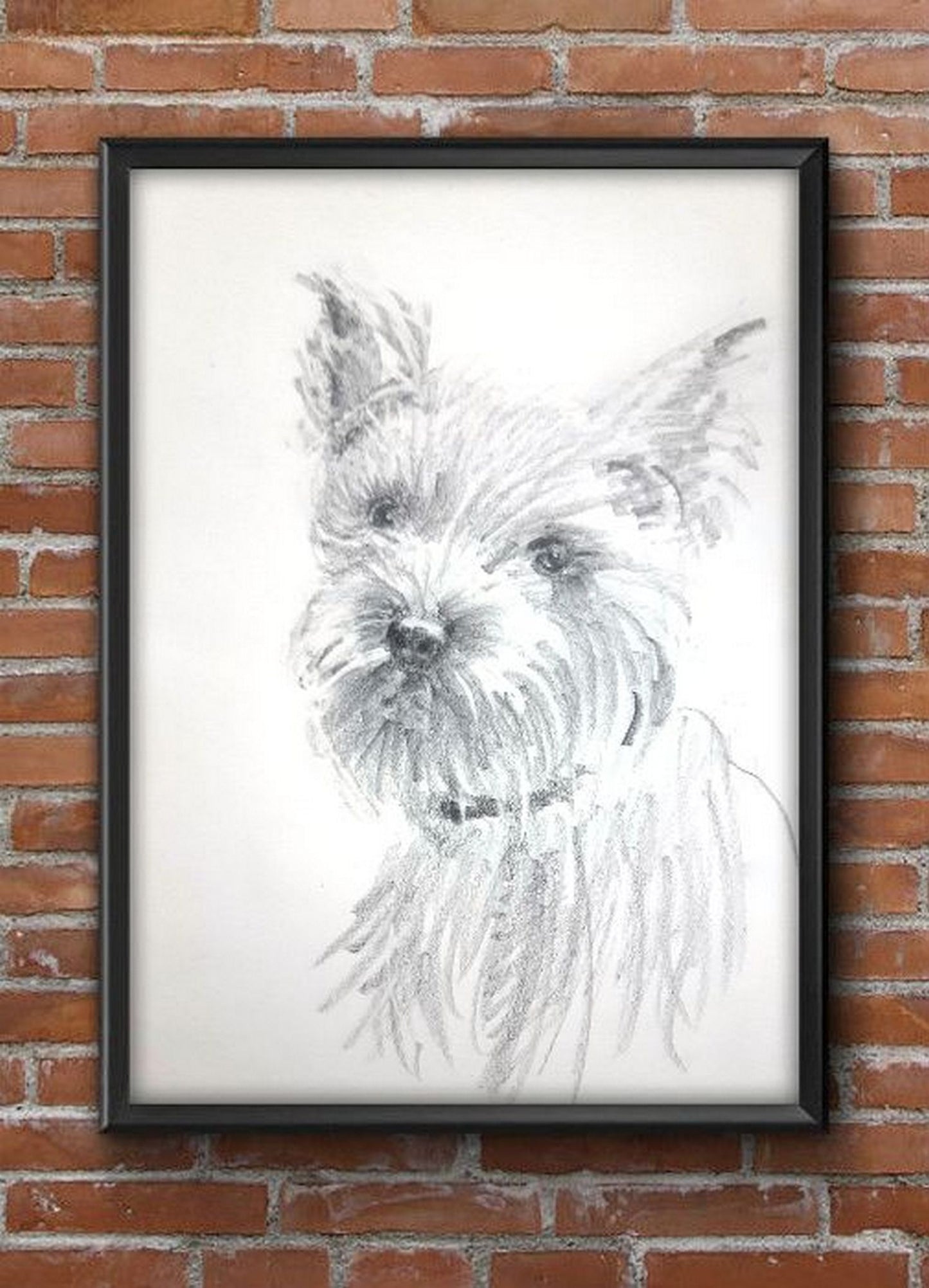 Terrier Pet Portrait, Dog Pencil sketch on paper