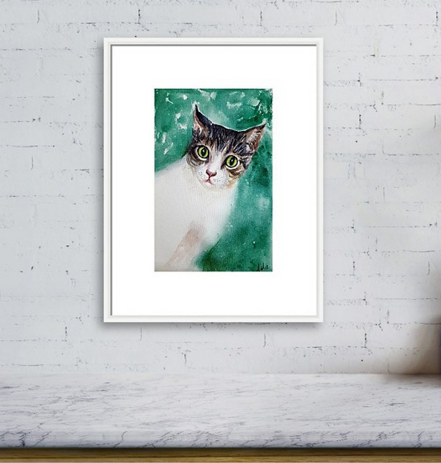 Gowrie the Intelligent Tabby cat, original watercolor cat painting