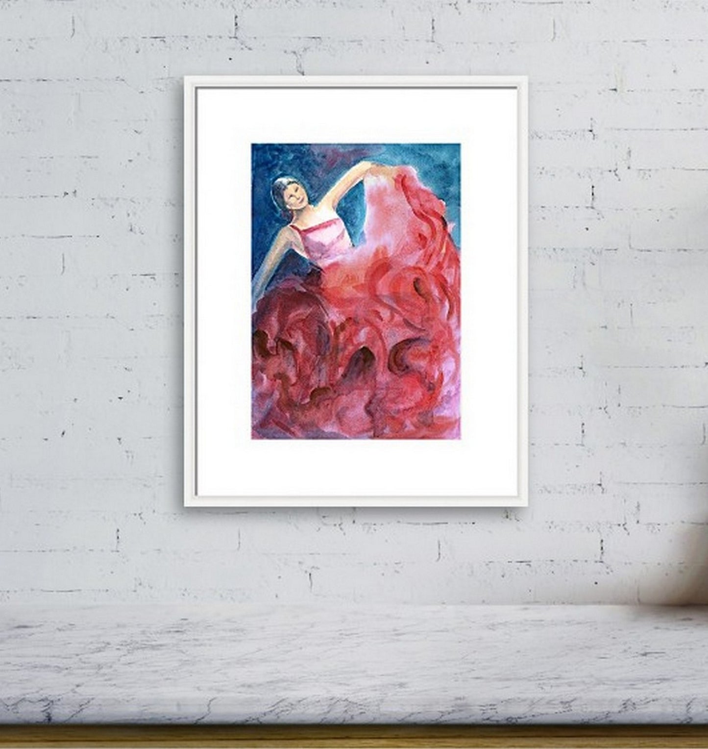 Flamenco dancer watercolor virtual wall view