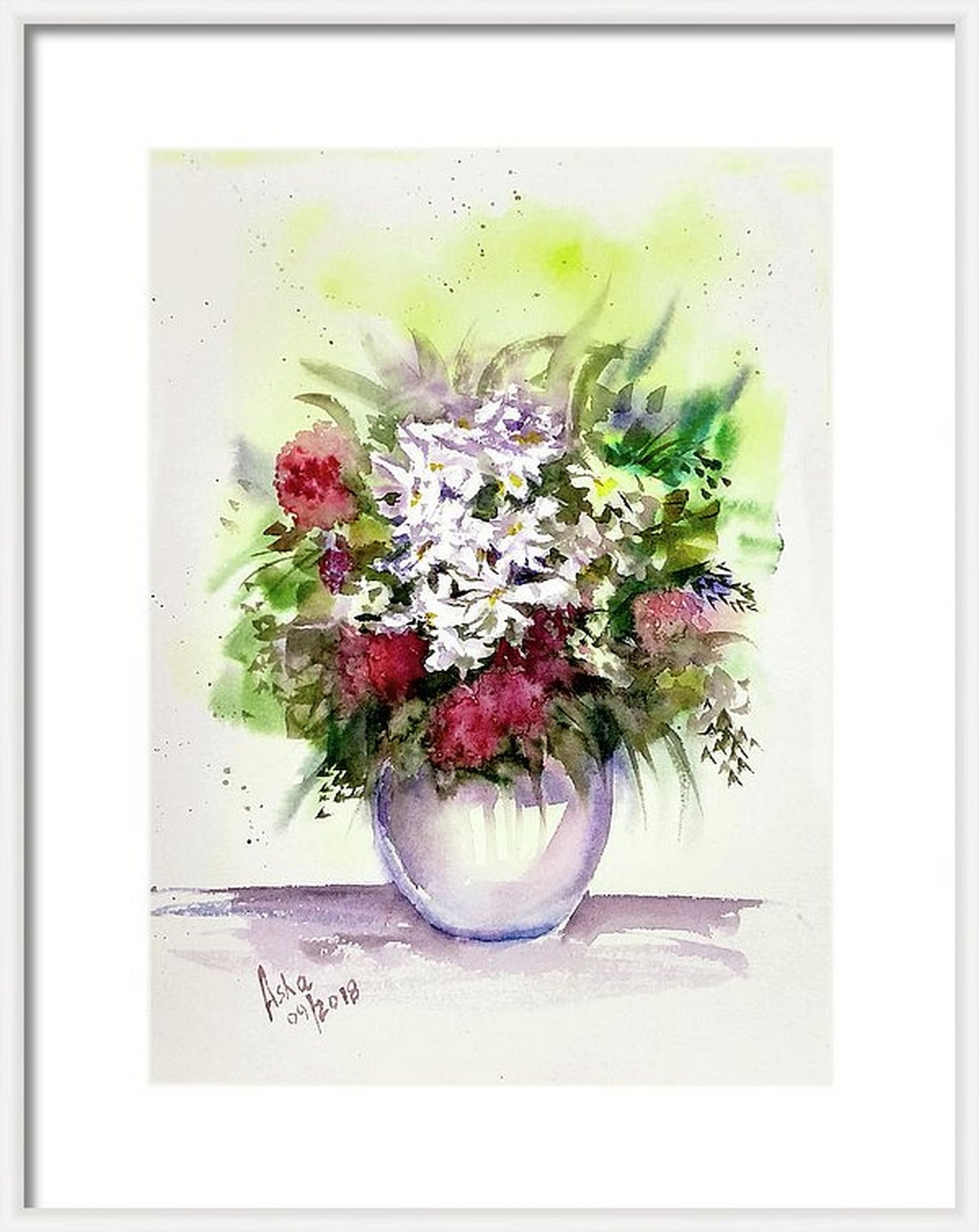 Virtual frame, Vase of Summer Wild flowers, Bright painterly wall décor