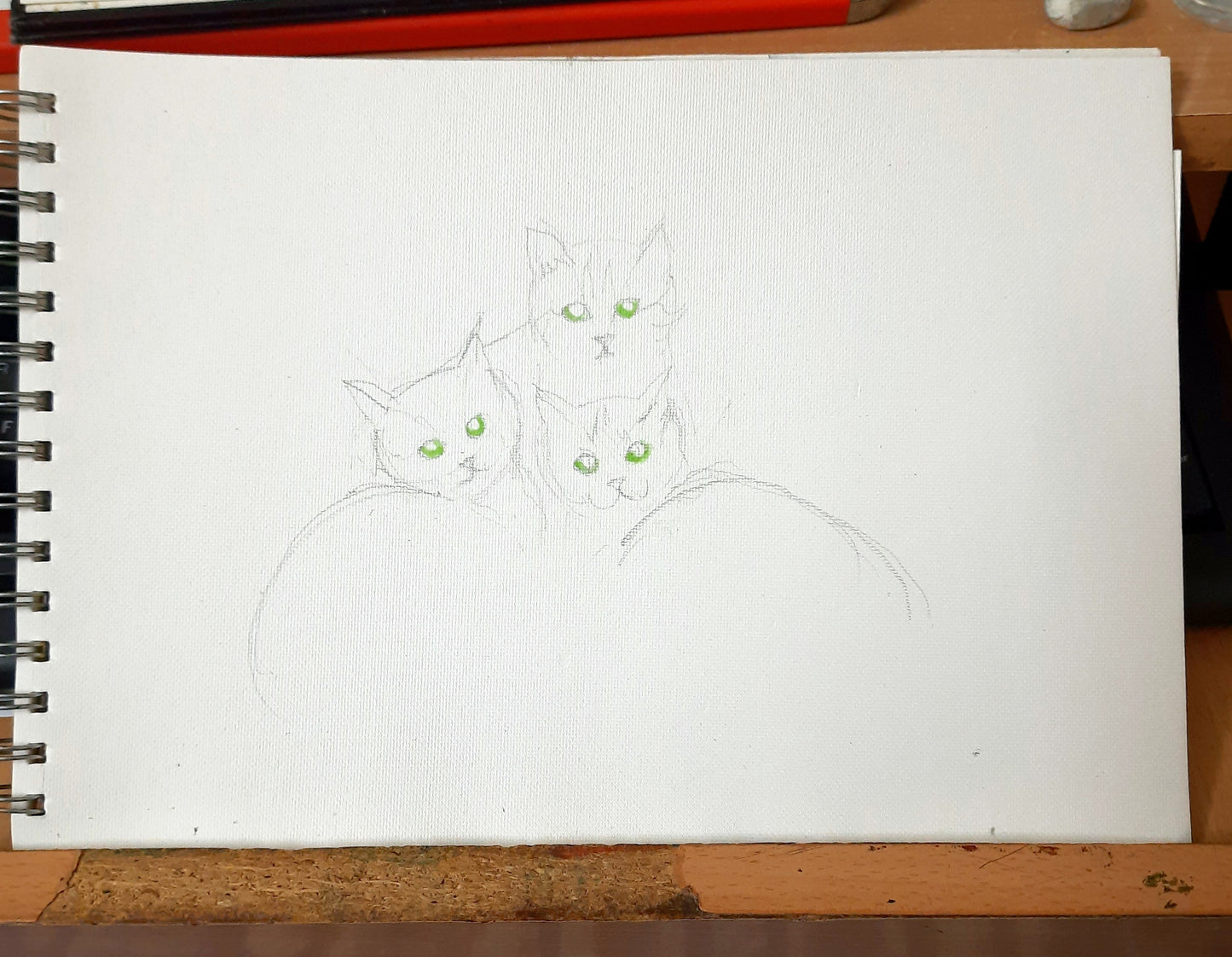 Three Little Kittens, watercolor painting on paper