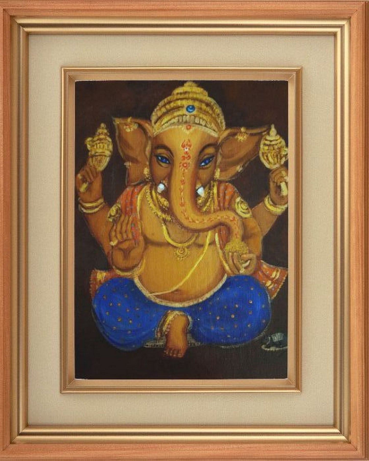 Lord Ganesha with blue eyes, cute Indian wall décor